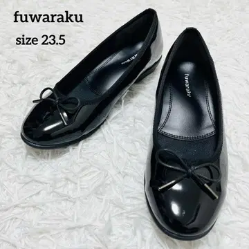 fuwaraku  에나멜 발레 슈즈 블랙 23.5EEE 와이드