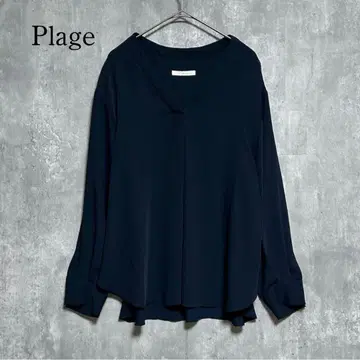 Plage 플라주 블라우스 긴팔 오피스 캐주얼 네이비