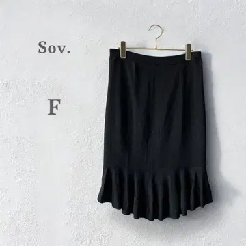 소브 Sov. 플레어 스커트 프릴 변형 무릎 기장 블랙 허리밴딩