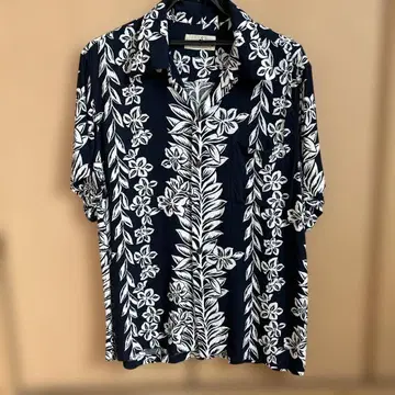 Hawaiian 알로하 셔츠 네이비/화이트