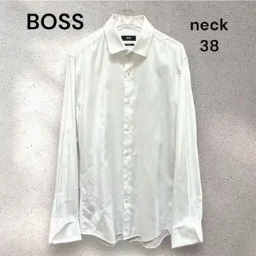 BOSS 남성용 화이트 셔츠 긴팔 M 사이즈 목둘레 38