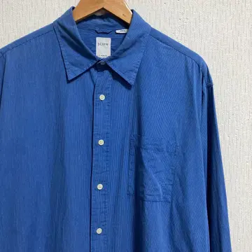 J.Crew 긴팔 셔츠 L 파랑 핀스트라이프 면 100% 모리셔스 제