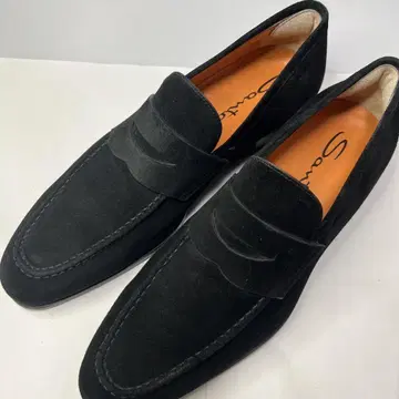 Santoni 블랙 스웨이드 로퍼