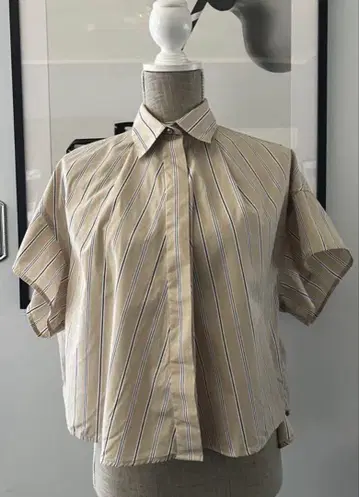 rag&bone 베이지 스트라이프 반팔 셔츠