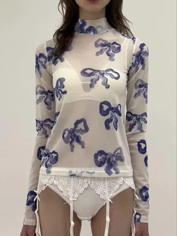아사기뇨 BLUE RIBBON SEE-THROUGH TOPS 하이넥