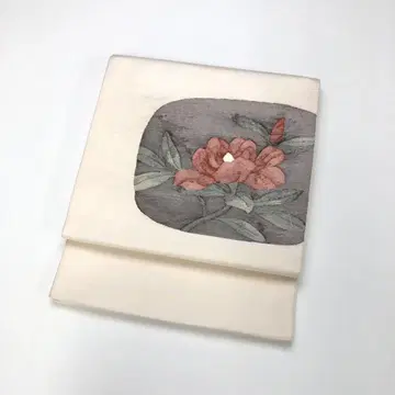 후쿠로 오비 동백꽃 무늬 직조 무늬 화이트 KO-1388