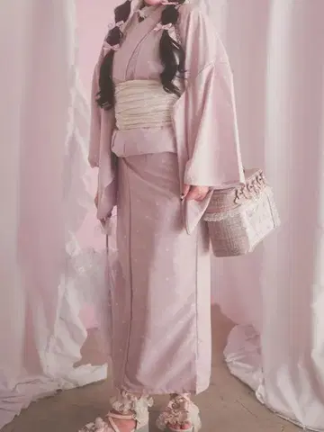 미개봉 새상품 Ank Rouge 하트 도트 유카타 핑크