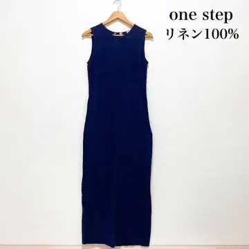 one step 린넨 롱 원피스 보라색 린넨 100% 폴란드 제