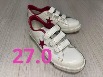 컨버스 원스타 가죽 벨크로 중고 새상품급 화이트/레드 스니커즈
