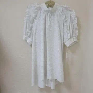 셀포드 블라우스 도트 반팔 리본 택 포함 새상품!