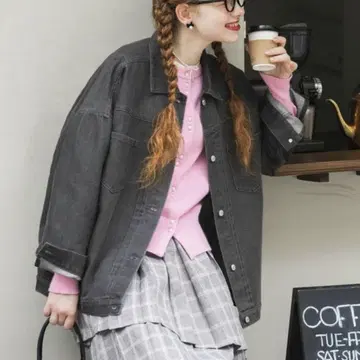 BONLECILL 루즈 데님 자켓/G 점퍼 그레이