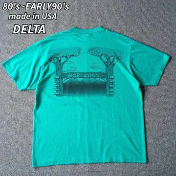 USA제 80년대 90년대 DELTA 티셔츠 터콰이즈 빈티지