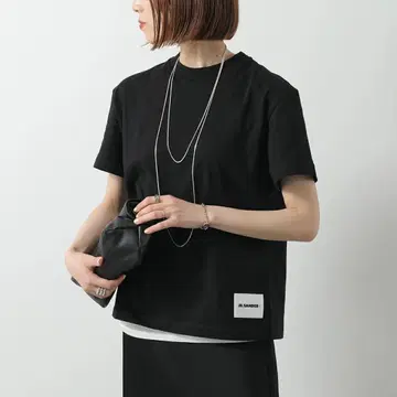 질 샌더 JIL SANDER + 티셔츠 반팔 로고 라벨 블랙