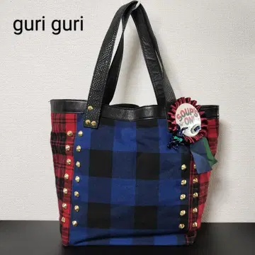 guriguri 그리그리 스터드 콤비 체크 무늬 토트백 토끼