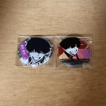 도원암귀 TSUTAYA 메탈릭 캔뱃지 복숭아뿔 벚꽃