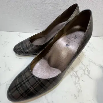 와코루 성공 워크 체크 무늬 펌프스 힐 블랙 계열 22cm