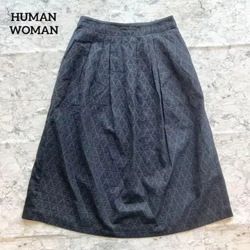 휴먼 우먼 코튼 레이스 플레어 카트 네이비 무릎 아래 길이 시원한 S