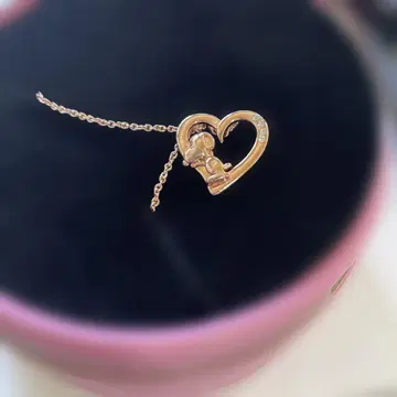 하트 모양 캐릭터 펜던트 목걸이 스누피 CZ 다이아