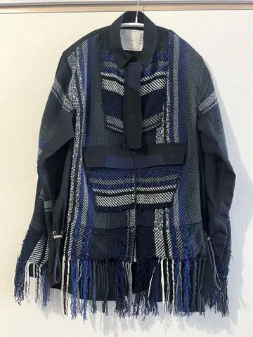 Sacai (사카이) 니트 절개 프린지 레이어드 셔츠