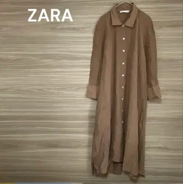 자라 [XL] 브라운 셔츠 원피스 긴팔 얇은 소재