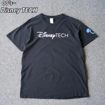 00s~ DISNEY TECH 티셔츠 반팔 블랙 구제 의류 L 디즈니