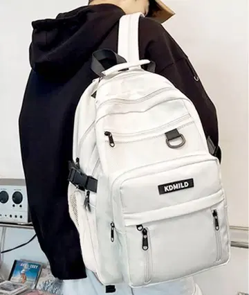 KDMILD 화이트 백팩 유니섹스 메쉬 백