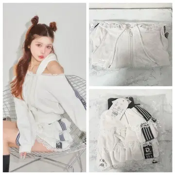 Darich 걸리시 스포티 맨투맨 탑 프릴 미니 스커트 WHT