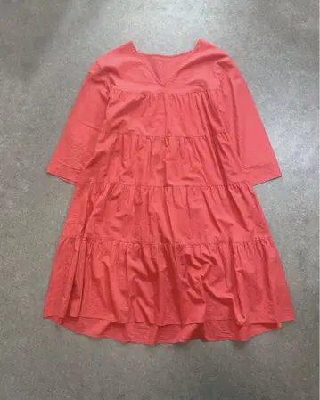 FREEMANS WORK 티어드 튜닉 원피스 면100 일본제 빨간색