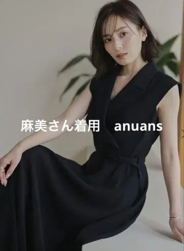 anuans 완판템 더블 새틴 테일러드 플레어 원피스 네이비