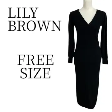 LILY BROWN 블랙 V넥 랩 니트 원피스 FREE SIZ