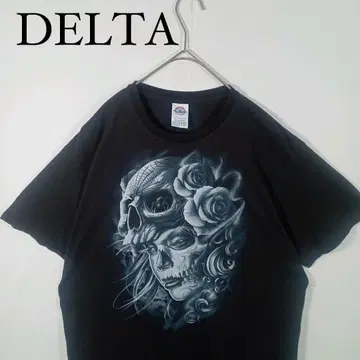 DELTA 스컬 장미 그래픽 티셔츠 L