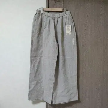 린넨 워싱 이지 와이드 팬츠 L 베이지 여성용