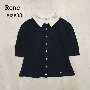 Rene 르네 티셔츠 퍼프 슬리브 블라우스 38 네이비