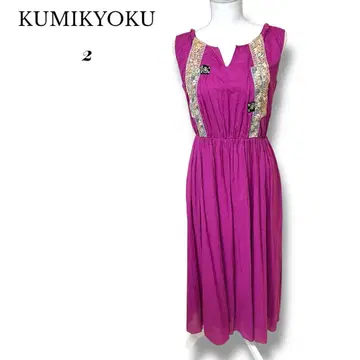 KUMIKYOKU 슬리브리스 원피스 자수 앞뒤 코튼 100%