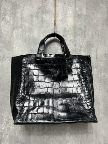 FURLA 훌라 크로코 핸드백 에나멜 A4 사이즈 비즈니스 블랙