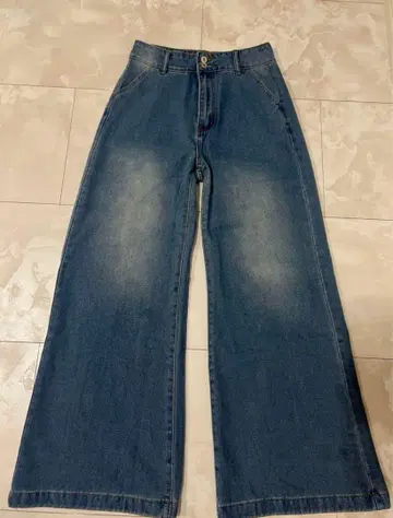 데님 블루 와이드 플레어 데님 팬츠