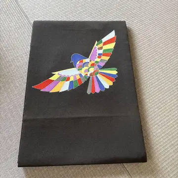 염색 오비(약 27.3cm) 나고야 오비 액자 마감 컬러풀 새 염색