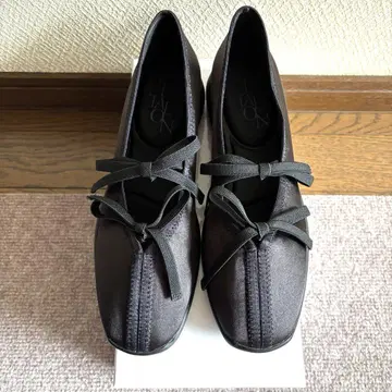 Le Talon 더블 리본 발레리나 블랙 24cm