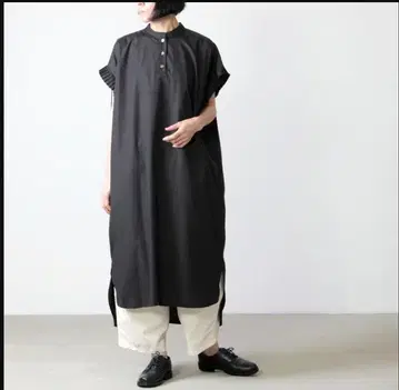 새상품급 미즈이로 인드 플리츠 슬리브 와이드 셔츠 원피스