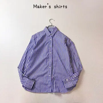 Maker's shirts 가마쿠라 셔츠 블루 스트라이프 셔츠 블라우스
