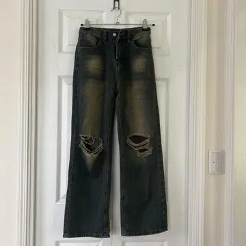 데미지 데님 팬츠 S 사이즈 다크 그레이