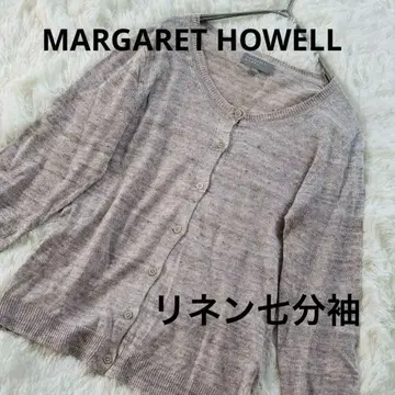 린넨 100% 마가렛 호웰 가디건 7부 소매 베이지