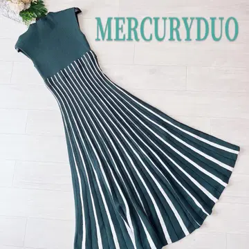 MERCURYDUO 체인지 리브 배색 니트 원피스 슬리브리스 원피스