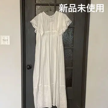 자수 화이트 롱 원피스