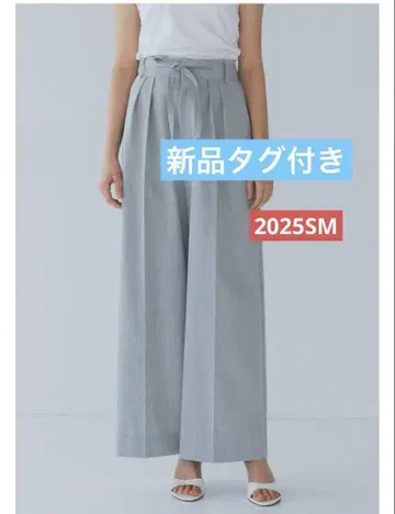 택 포함 새상품 yori shirocon 허리 리본 더블 턱 팬츠