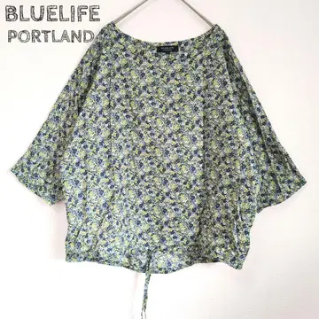 BLUELIFE 꽃무늬 오분 소매 티셔츠 꽃무늬 리버티 패턴 코튼 일본제