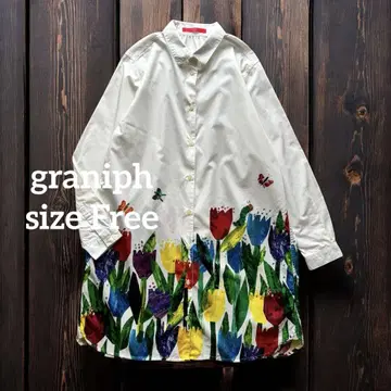 graniph 그라니프 배고픈 아오 무늬 셔츠 원피스