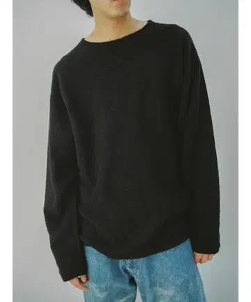 LIDNM 긴팔 티셔츠 SILK FLEECE P/O 블랙
