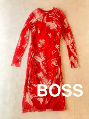 BOSS 추상 패턴 롱 원피스