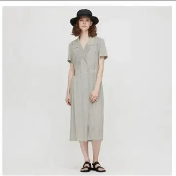 새상품 유니클로 이네스 오픈 카라 원피스 도트